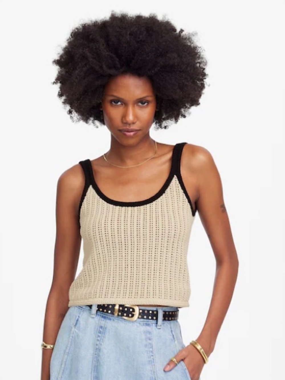 Madewell Open-Stitch Sleeveless Knit Tank Top - #254